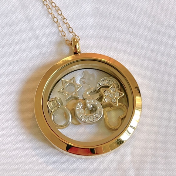 Gold Charm Floating Locket Necklace - Picture 3 of 4